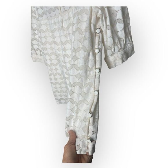 Milly New York Cream Swing Blouse with Button detail side - Size 8 - Picture 4 of 5